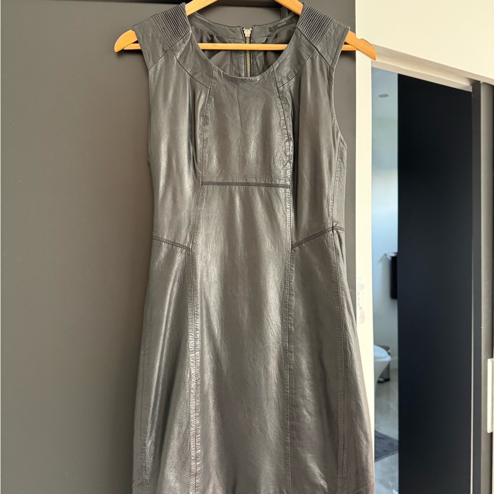 Ikks Charcoal Leather Mini Dress